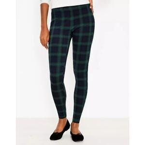 Ann Taylor LOFT Navy Tartan Plaid Ponte Leggings, Size M